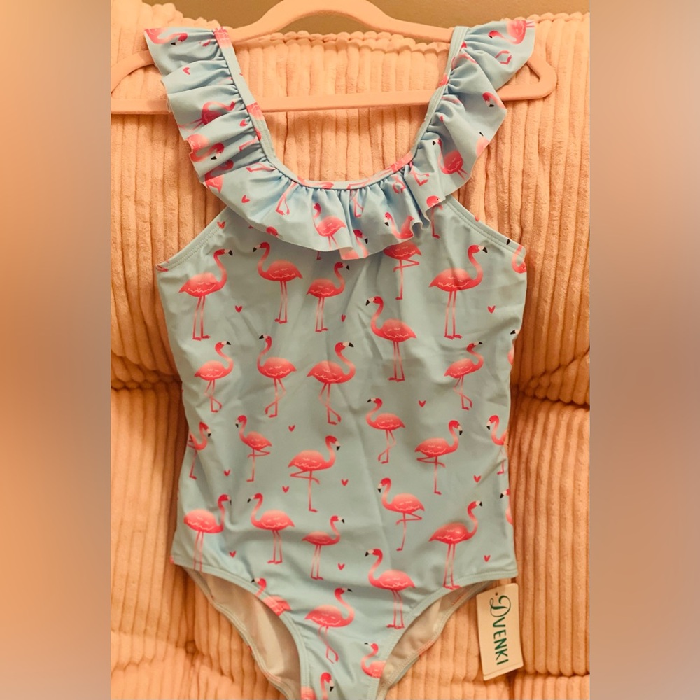 Girls one piece Flamingo bathing suit